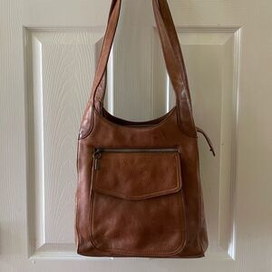 Fossil leather tan medium shoulder bag antique tone hardwares